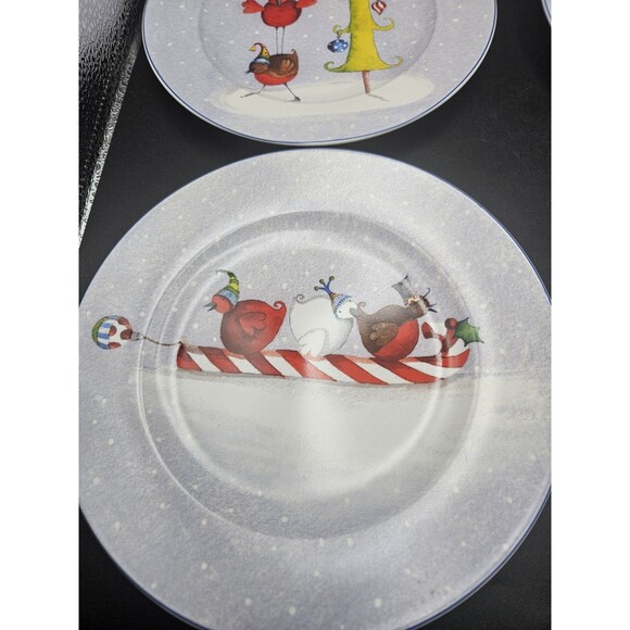 Vintage Oneida Frosty Feathers Stoneware Salad Dessert Plates Set Of 4 - Picture 6 of 8
